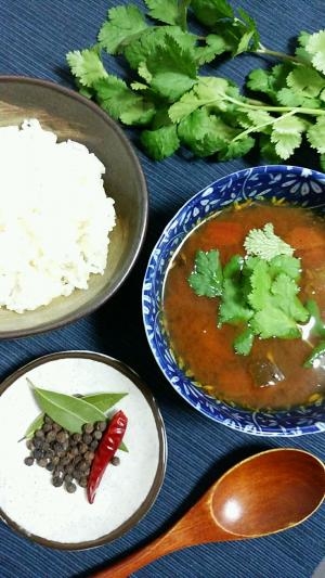 酸味＆辛みの野菜エキスたっぷり養生スパイススープ。