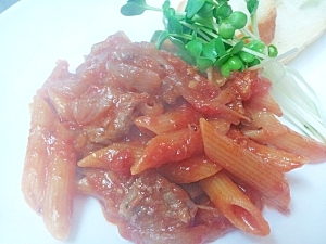 一枚だけのステーキ肉（ペンネにしました）