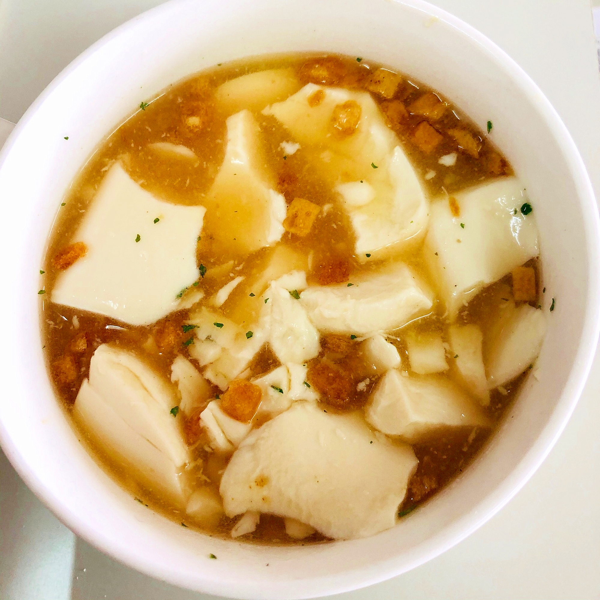 豆腐と天かすの和風スープ