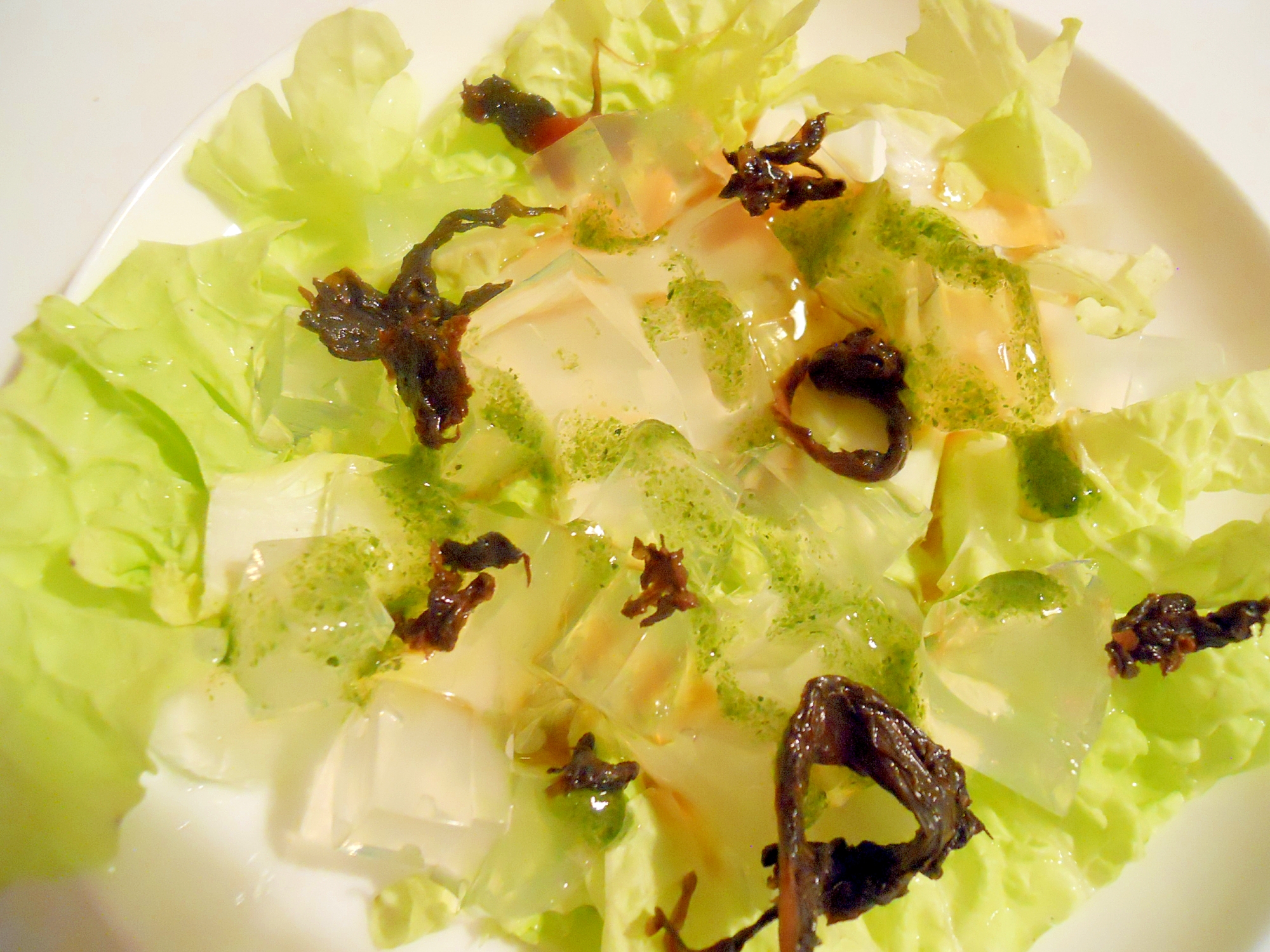 トリプル‘紫蘇’で山東菜と寒天でヘルシーサラダ