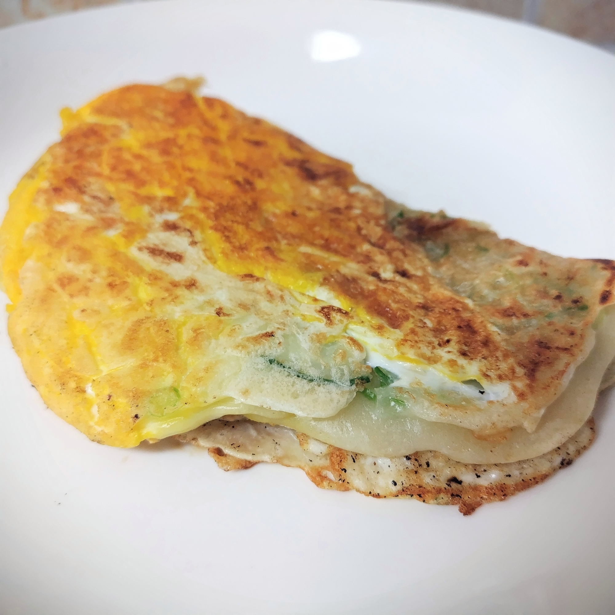 イカ焼きみたいな⚝もちもち食感のネギたま焼き