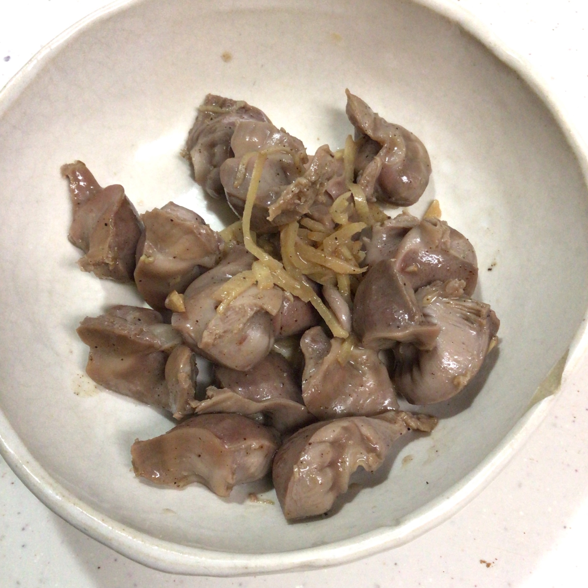鶏砂肝の生姜炒め