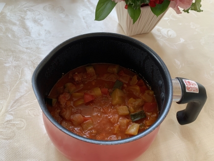 トマト缶で鶏のトマト煮　ラタトゥイユ風☆