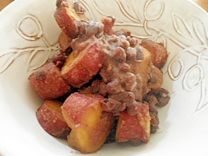 サツマイモと小豆の生姜煮