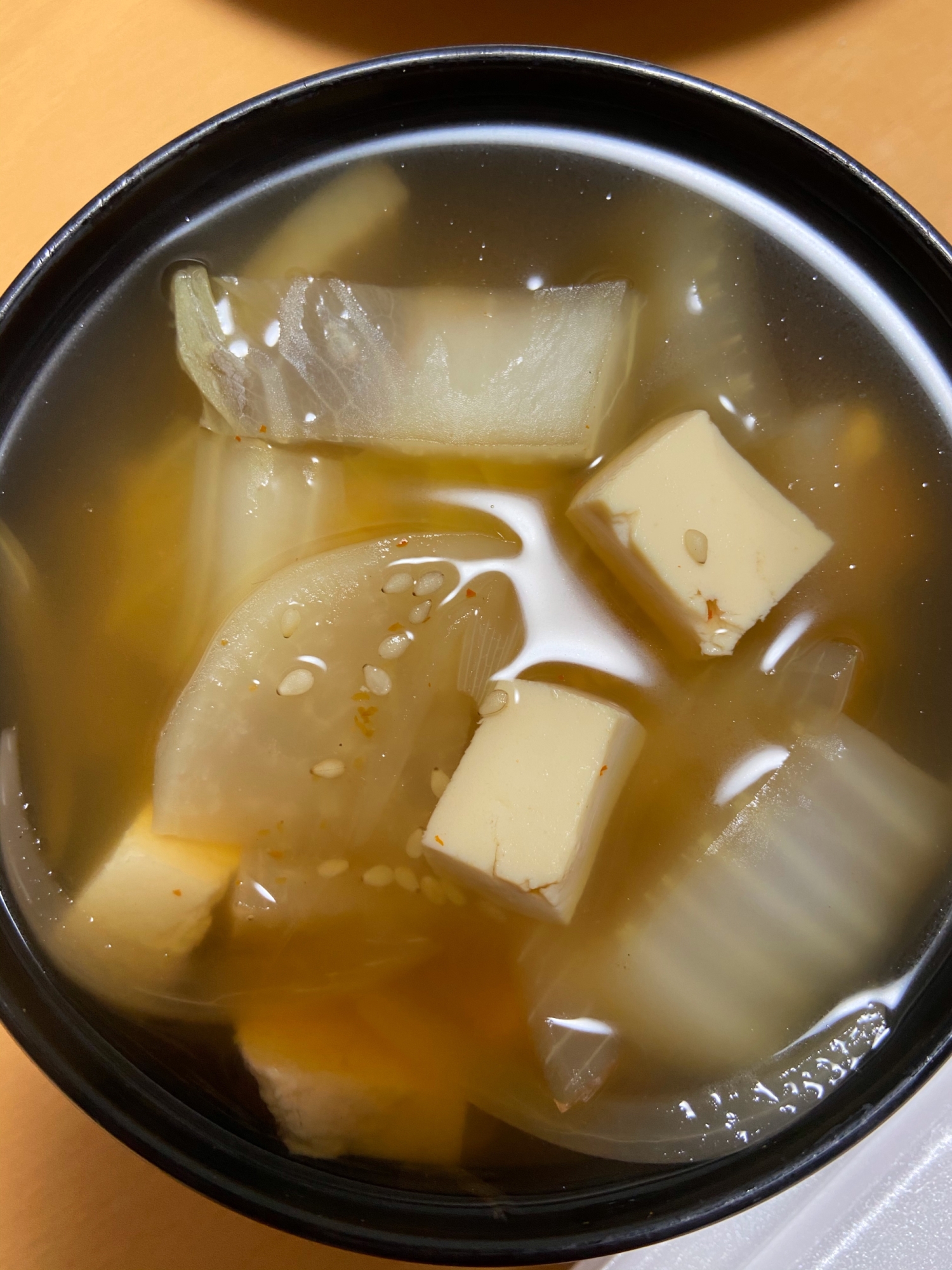 豆腐と大根の豆板醤スープ