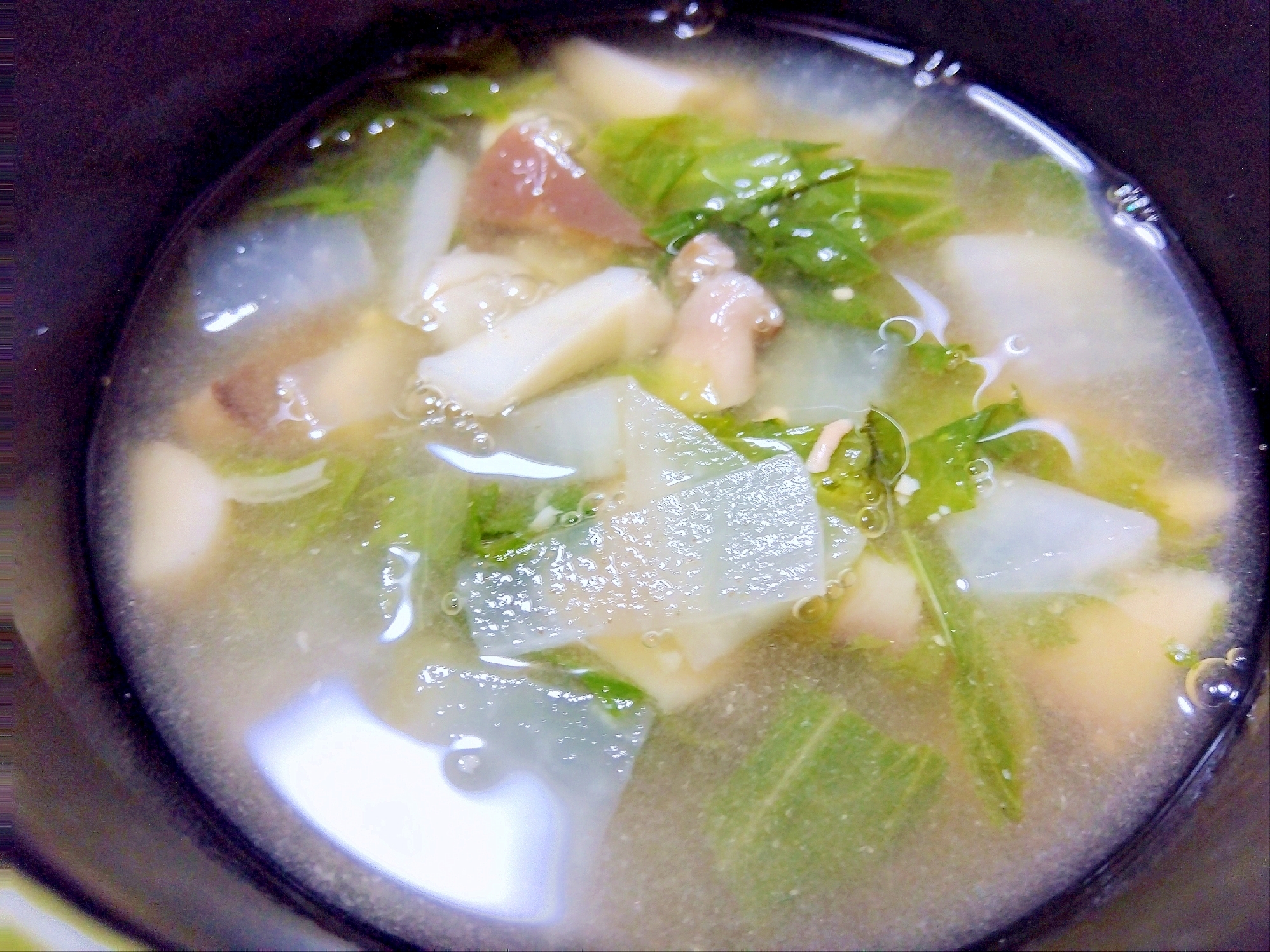 レタス大根エリンギ味噌汁