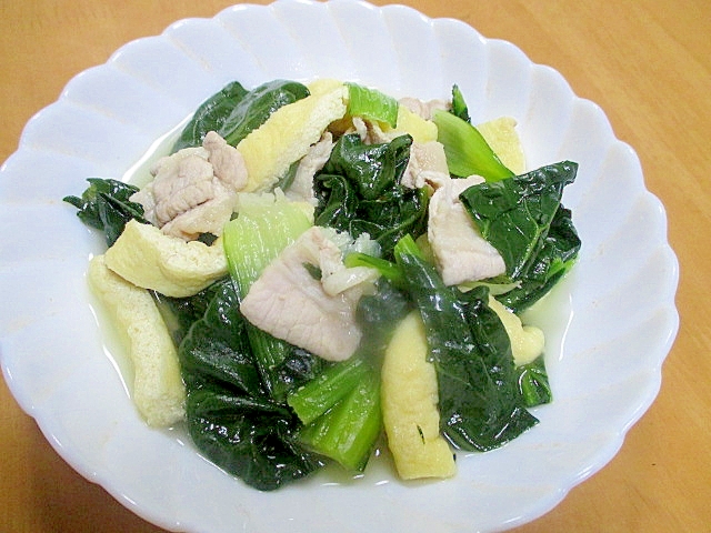 縮み小松菜と豚肉の煮物