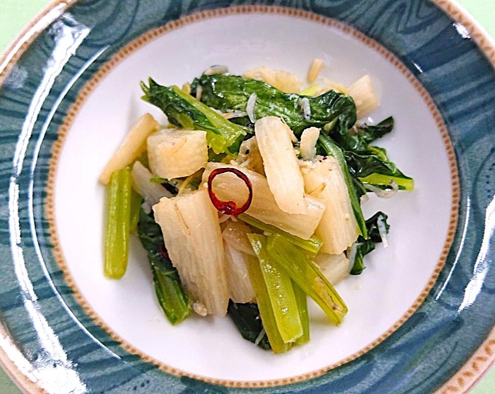 【減塩】小松菜と長芋のじゃこ炒め