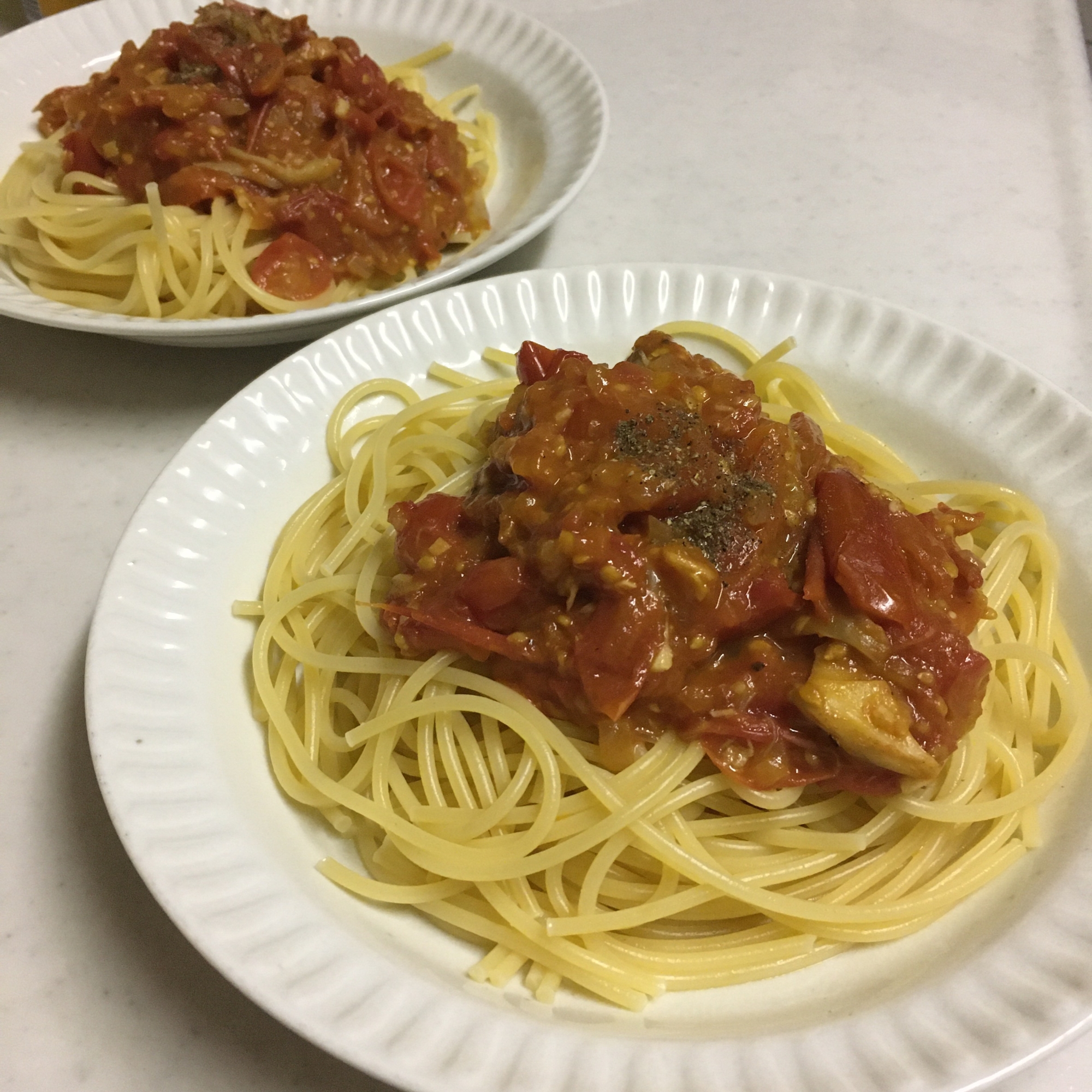 フレッシュトマトdeミートソースパスタ♪