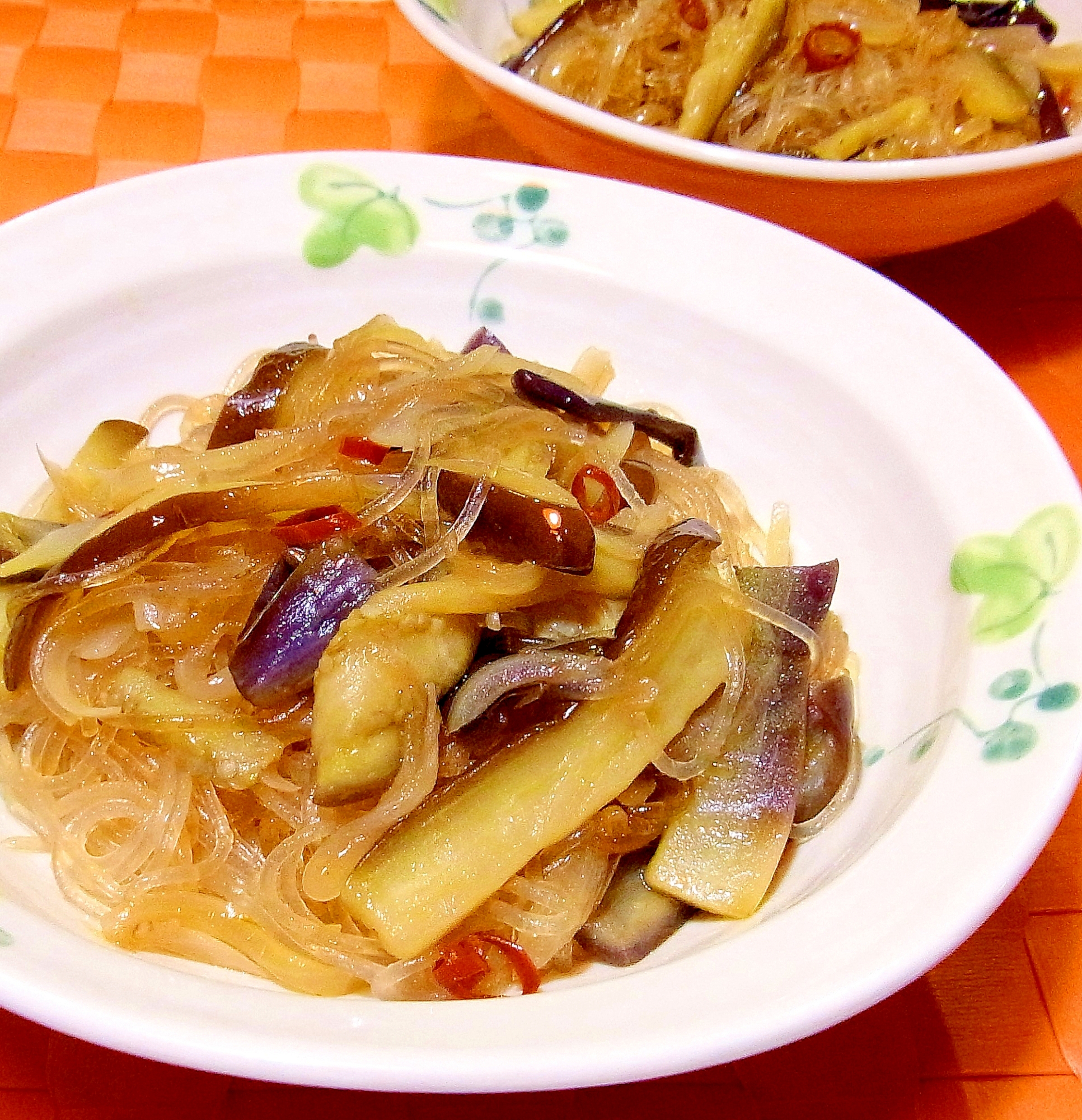 茄子と春雨の中華風ピリ辛炒め