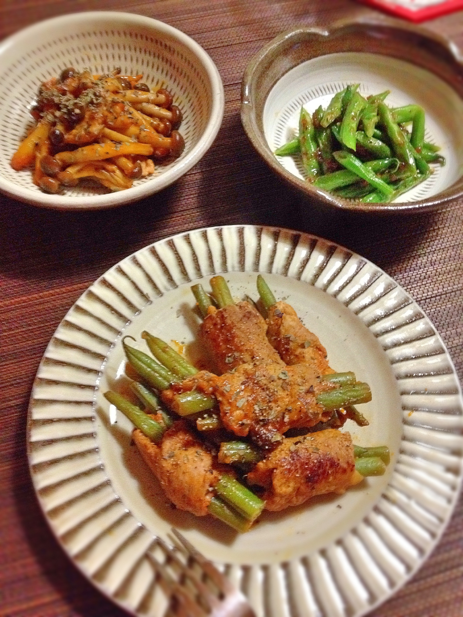 豚肉と三度豆のイタリアン肉巻き