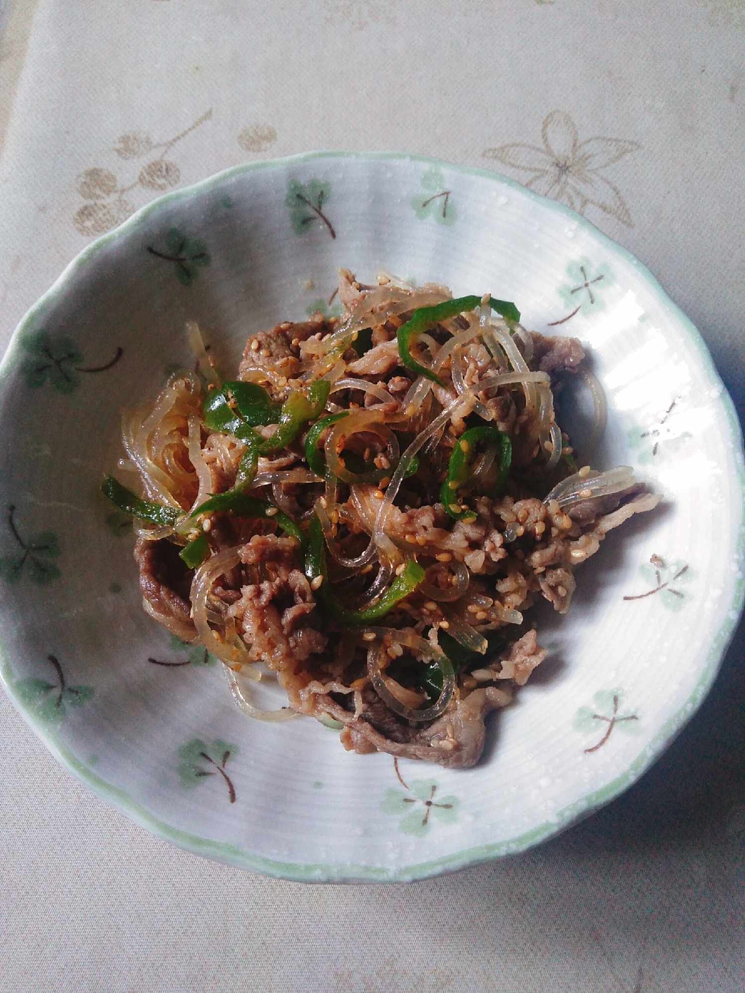 春雨と牛肉ピーマン炒め