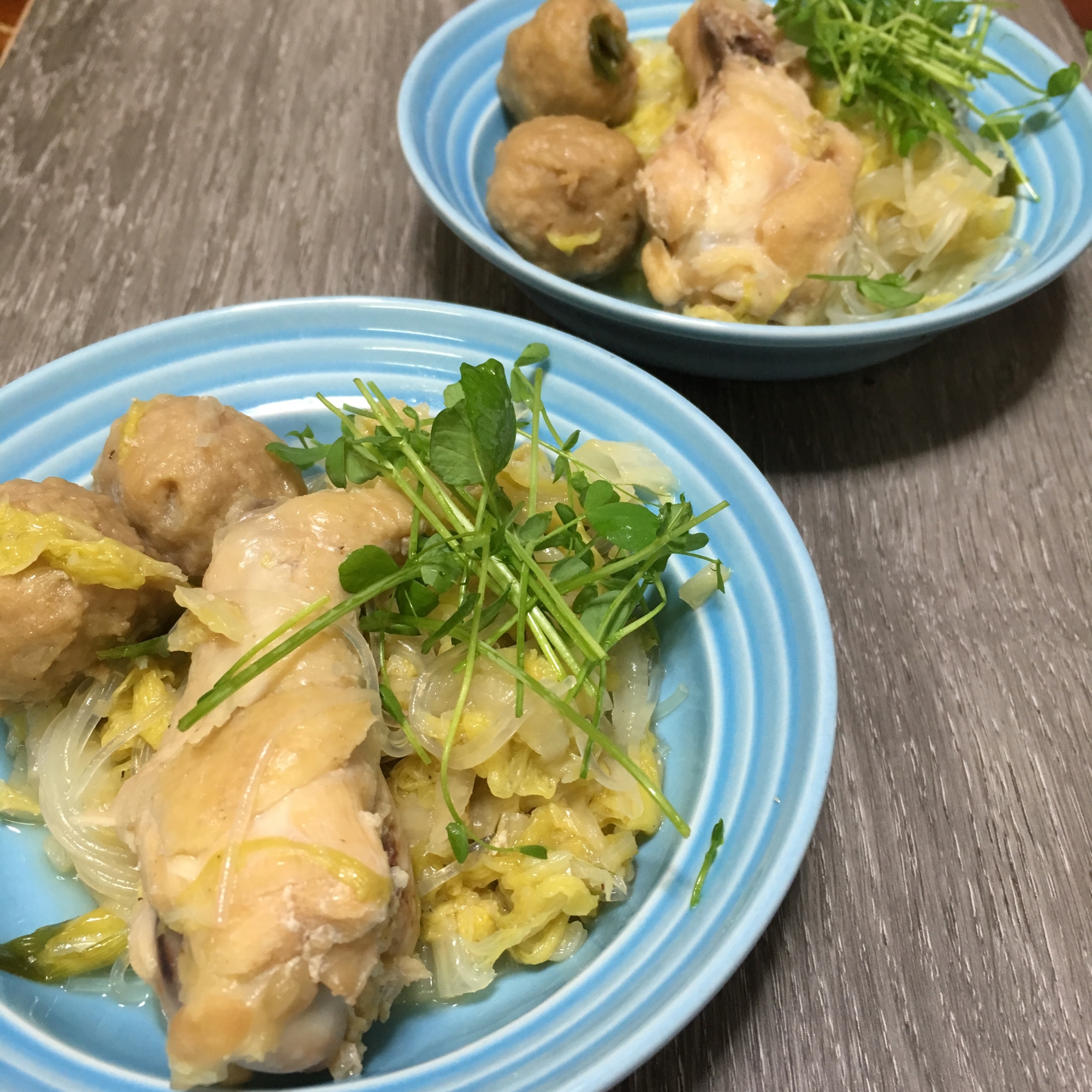 炒め白菜と手羽元の春雨煮♪