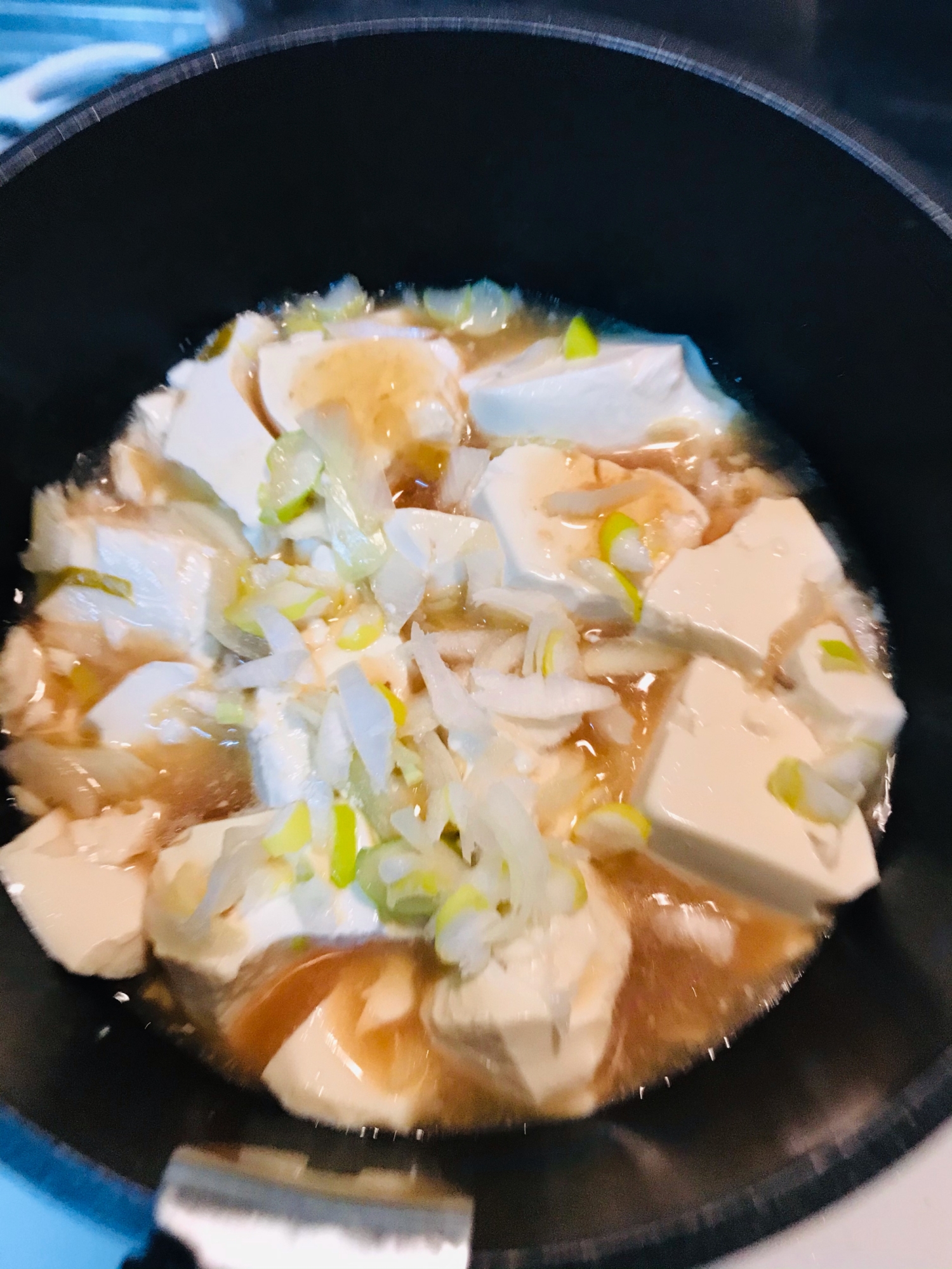 絹豆腐　ネギ　ピリ辛湯豆腐
