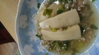 チンゲン菜と高野豆腐のソボロ煮