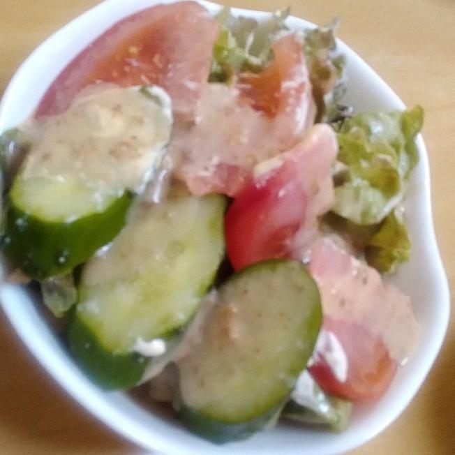 トマトとロメインレタスと胡瓜のサラダ