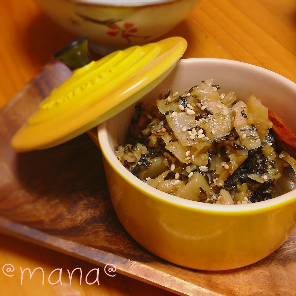 しゃくし菜の炒め物@高菜、野沢菜でも♪