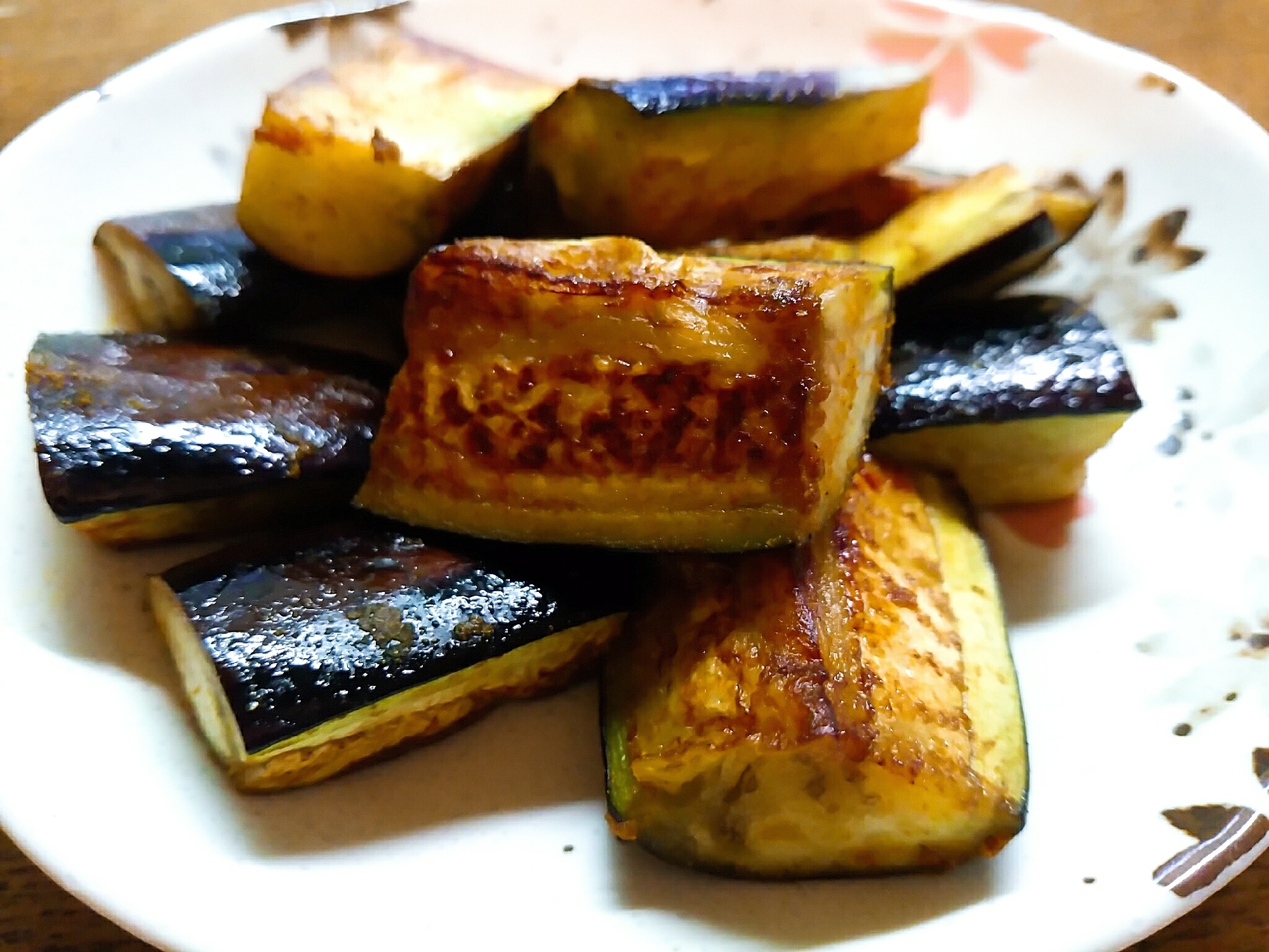 茄子のカレー醤油炒め