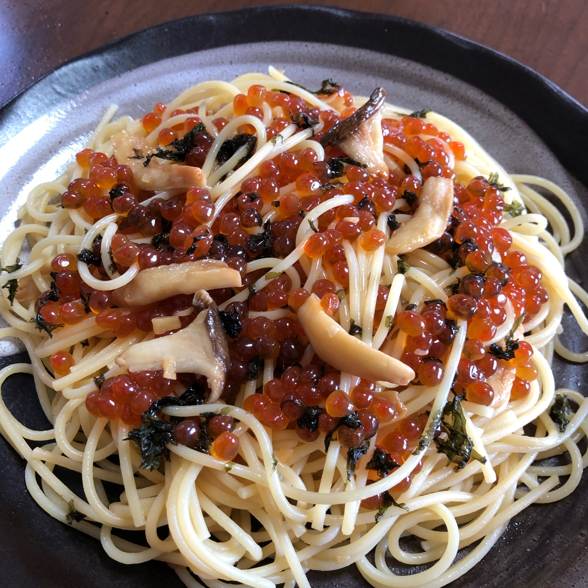 いくらとエリンギのパスタ