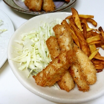 スティック状にしました♬大人から子どもまで食べやすくて好評でした★簡単な衣も嬉しいです。ごちそう様でした～！