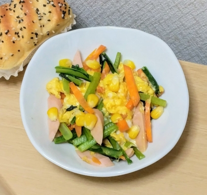 あと一品にᕷ*魚肉ソーセージと小松菜の卵炒めꕤ୭*