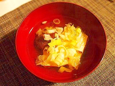 焼き豆腐と椎茸☆葱たっぷりのお吸い物