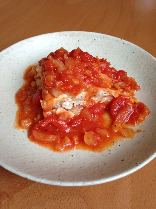 豚肉ときゃべつの重ねトマト煮♪