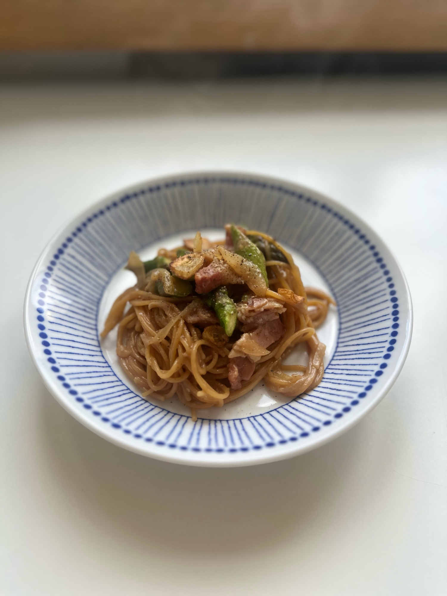 アスパラとベーコンで和風パスタ♡