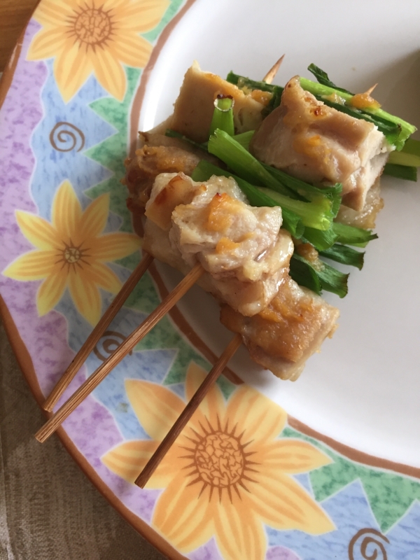 ネギと鳥肉の味噌串焼き