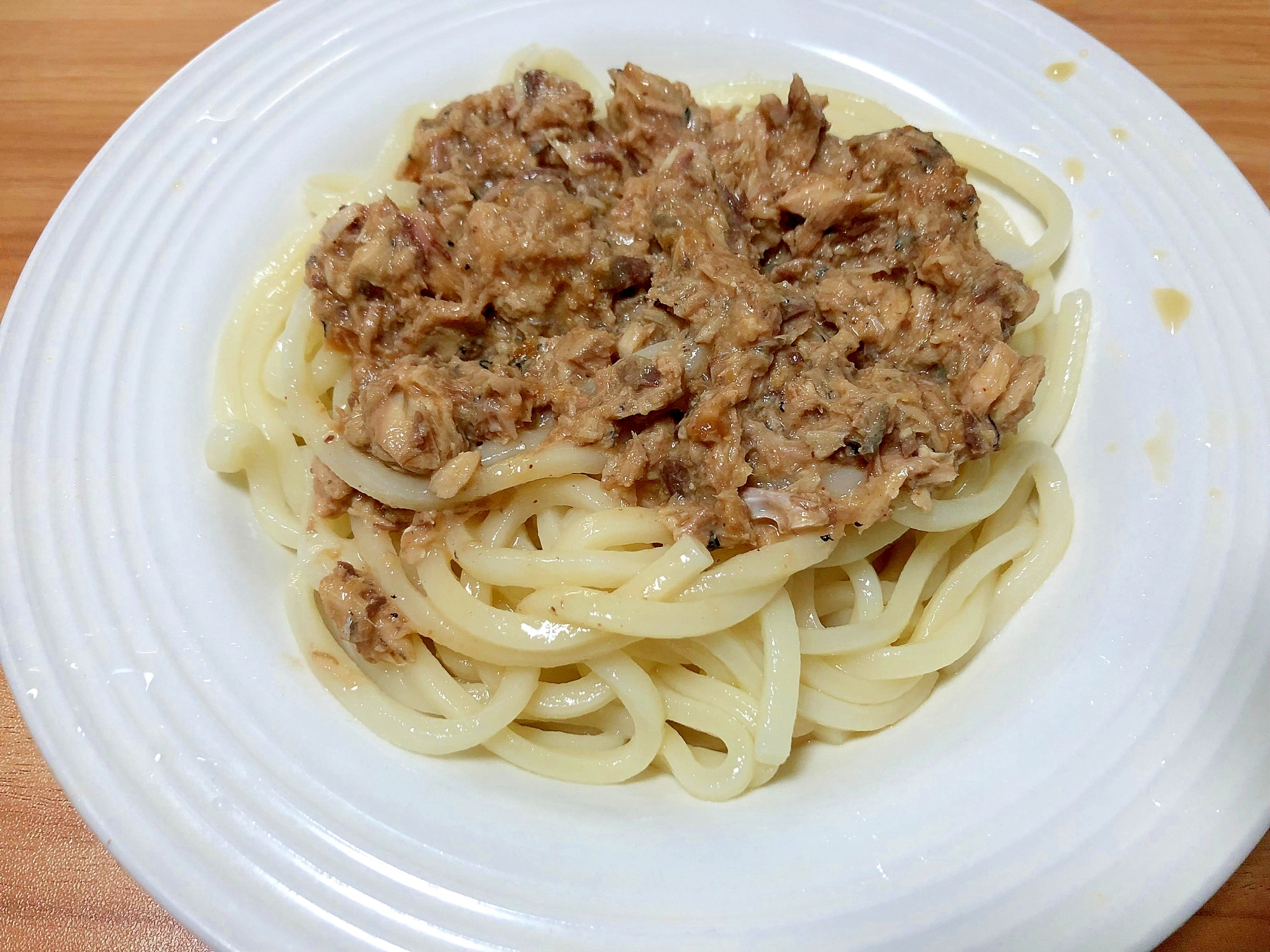 サバ缶じゃじゃ麺風うどん