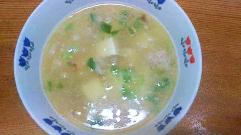 豆腐挽肉小ねぎのスープ/中華だし刻み生姜醤油漬け