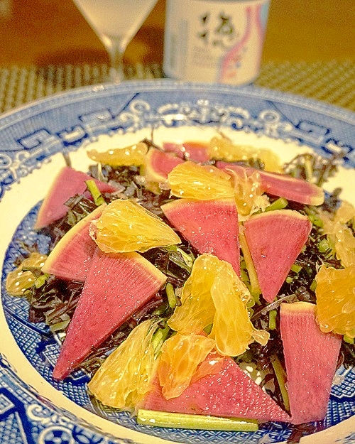 【茨城食材】からし菜と紅心大根のサラダ