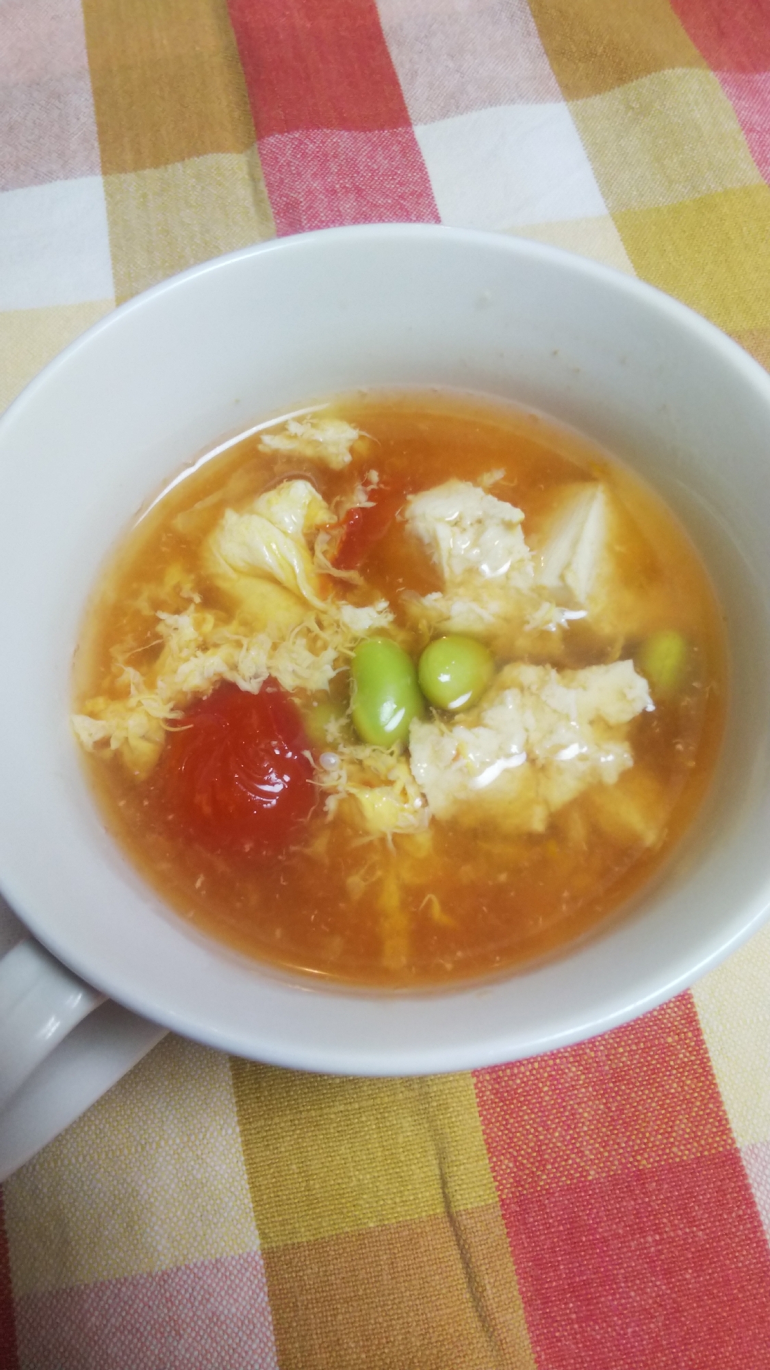 優しい味☆豆腐とトマトの卵スープ