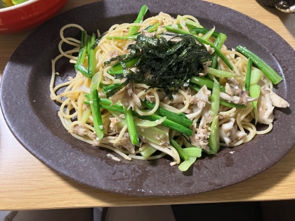 冬菜としめじのツナクリームパスタ