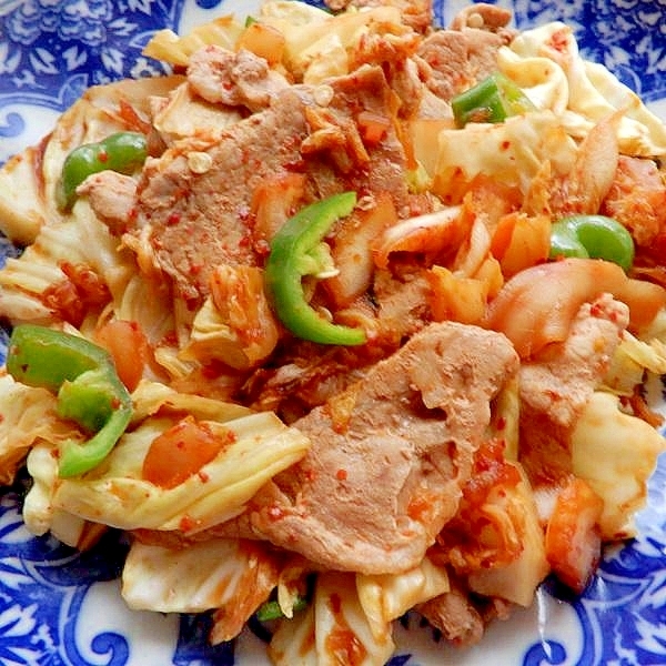 5分!?豚こま&キャベツ❤キムポン炒め♪