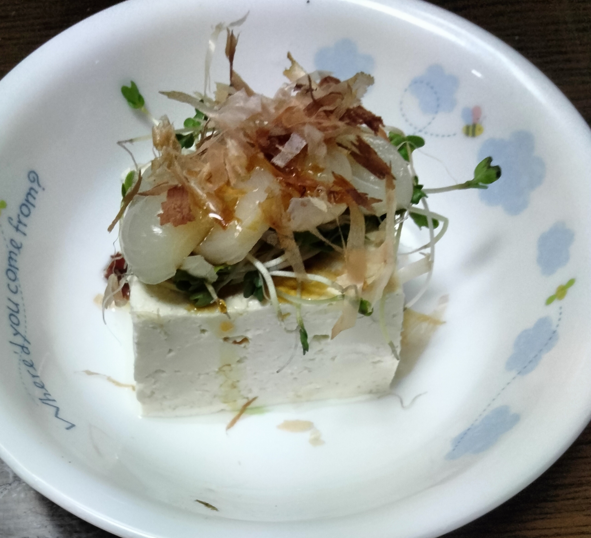 冷奴アレンジ スプラウト&らっきょう漬
