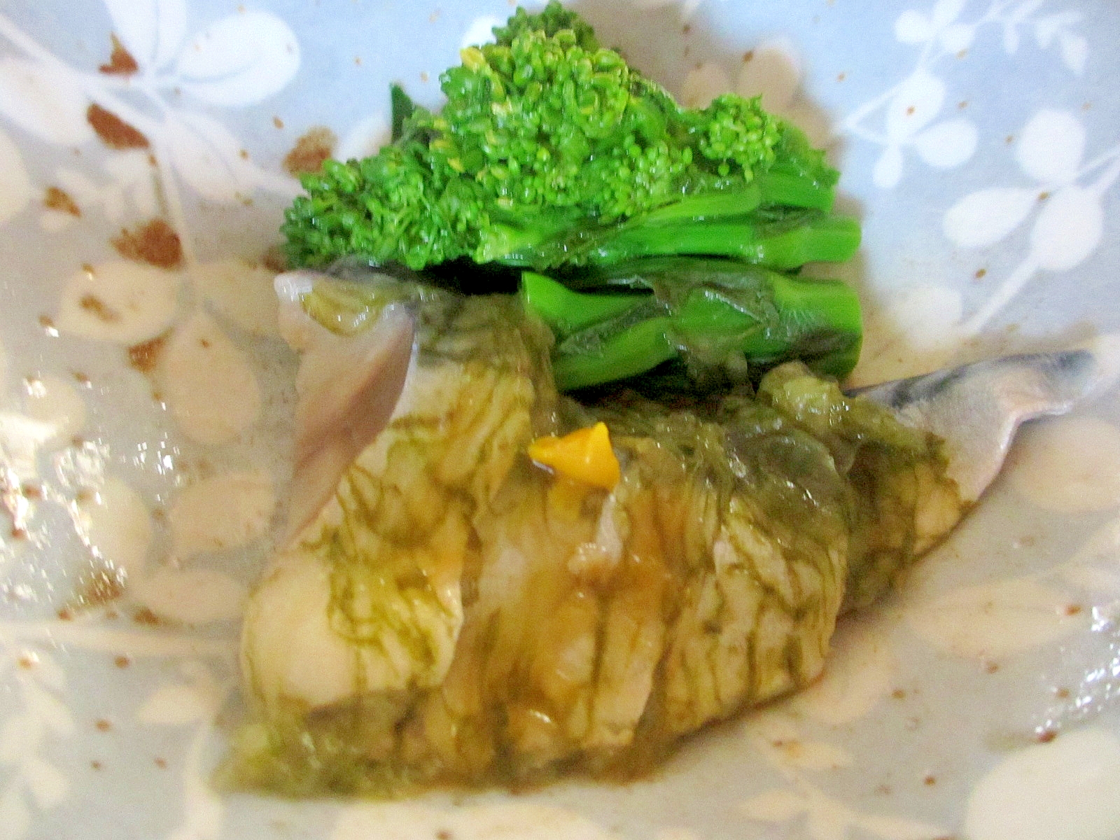 菜の花としめ鯖のからし醤油