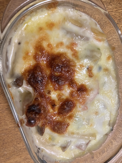 国産チーズで♪鮭とほうれん草のマカロニグラタン