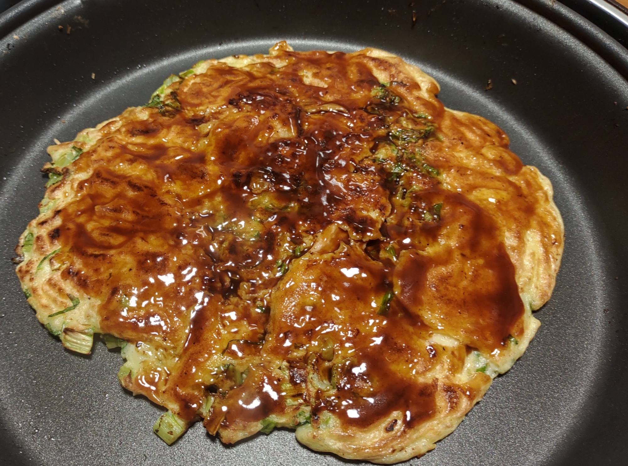 白菜でお好み焼き