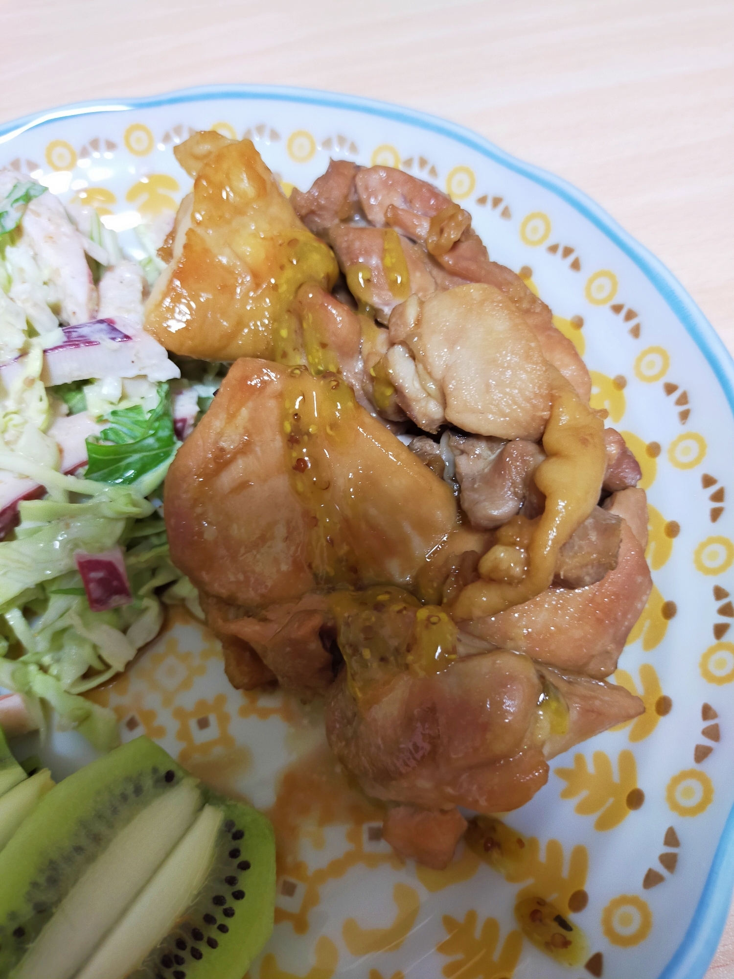 マスタードソースがけ♪甘辛鶏肉照り煮