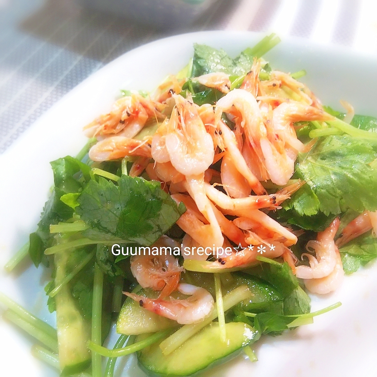 いい香り♡釜揚げ桜えびと三つ葉のきゅうりのサラダ