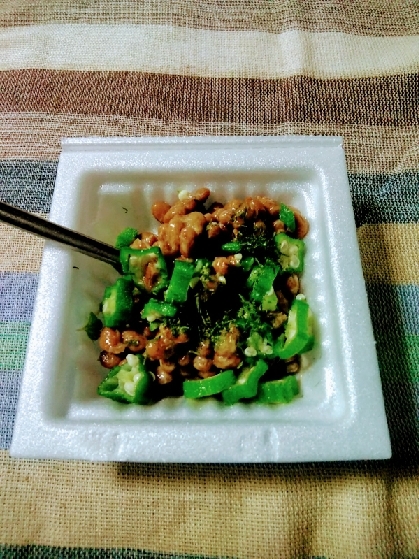 長いもはすでにお腹の中に(*_*)おくらと納豆がちょうどあったので作りました♪ネバネバ好き♡体にいい納豆アレンジレシピごちそうさまでした♪