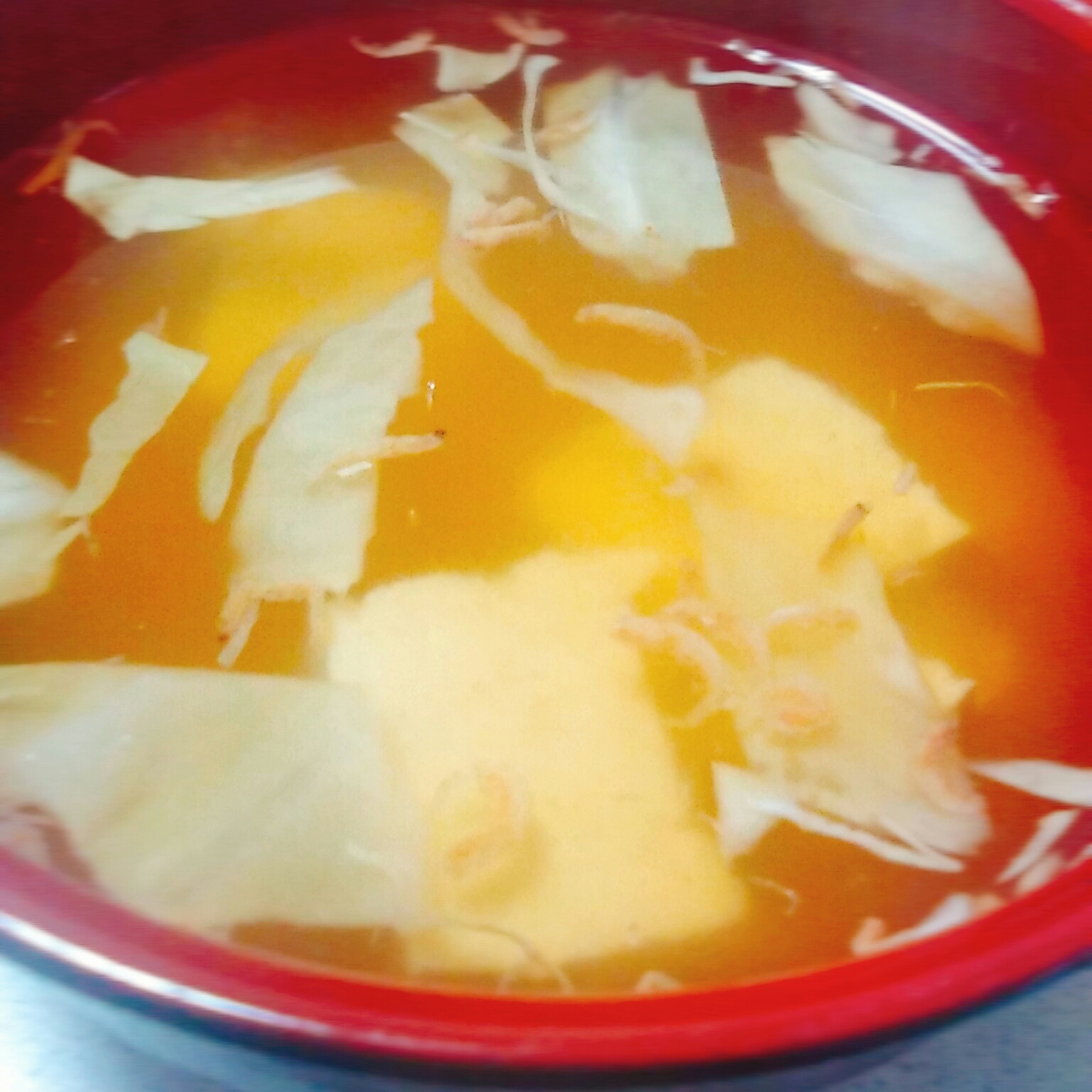 キャベツ豆腐あみえびの味噌汁