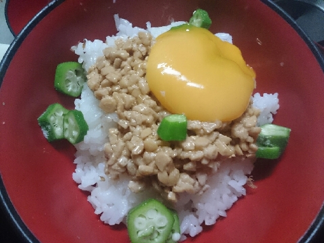 Wネバネバ♪納豆オクラ丼