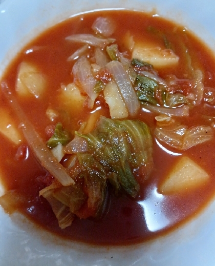 ブロッコリーカリフラワーの茎消費　トマトスープ