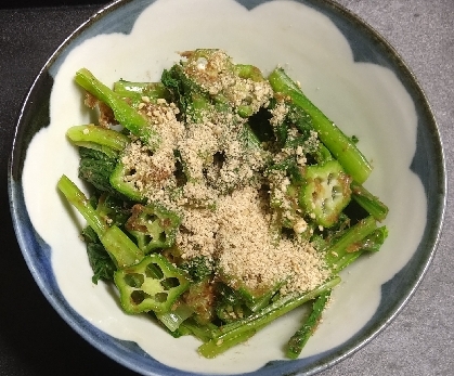 小松菜とオクラのおかかごま和え