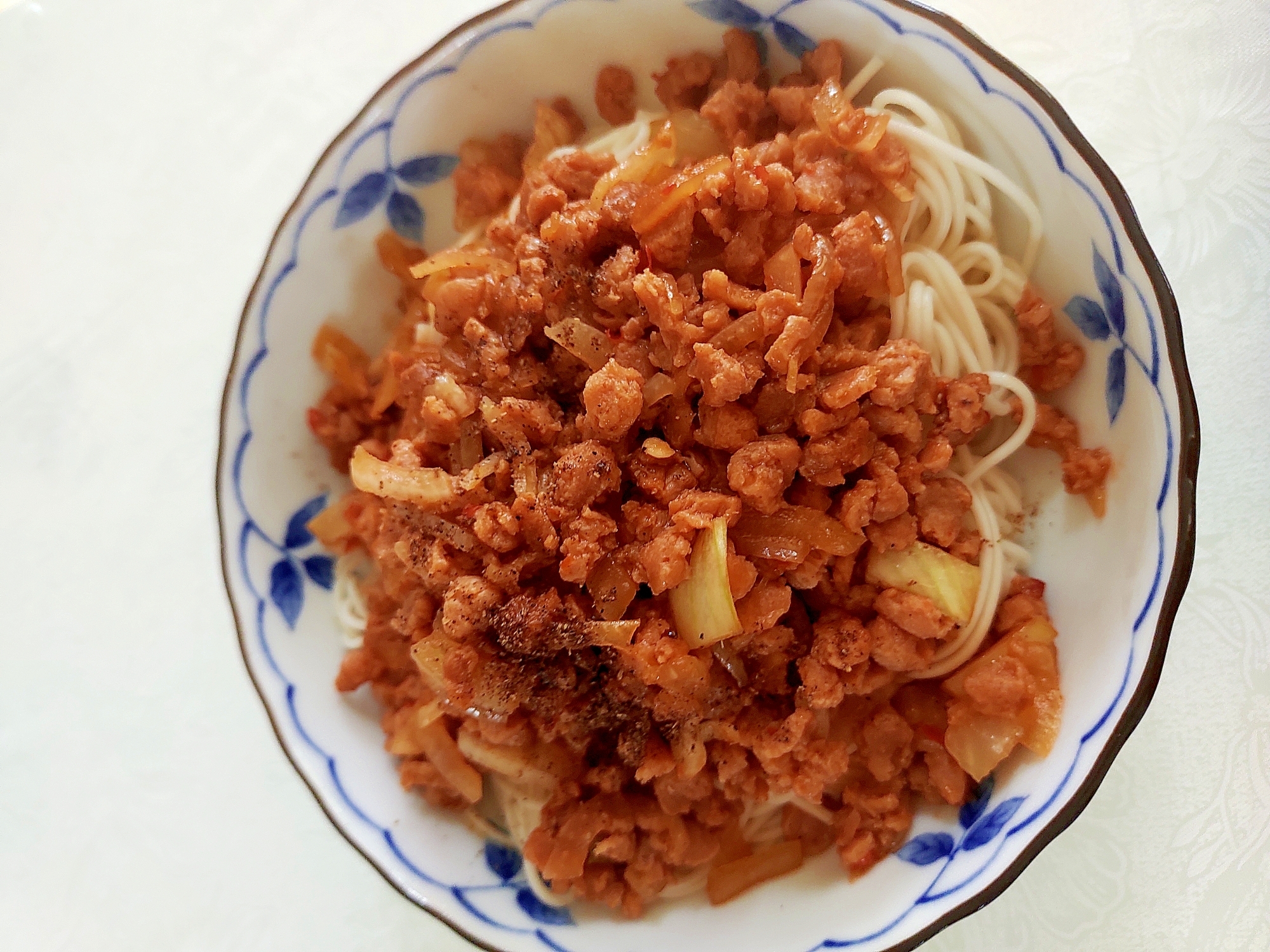 大豆ミートの麻婆風そうめん