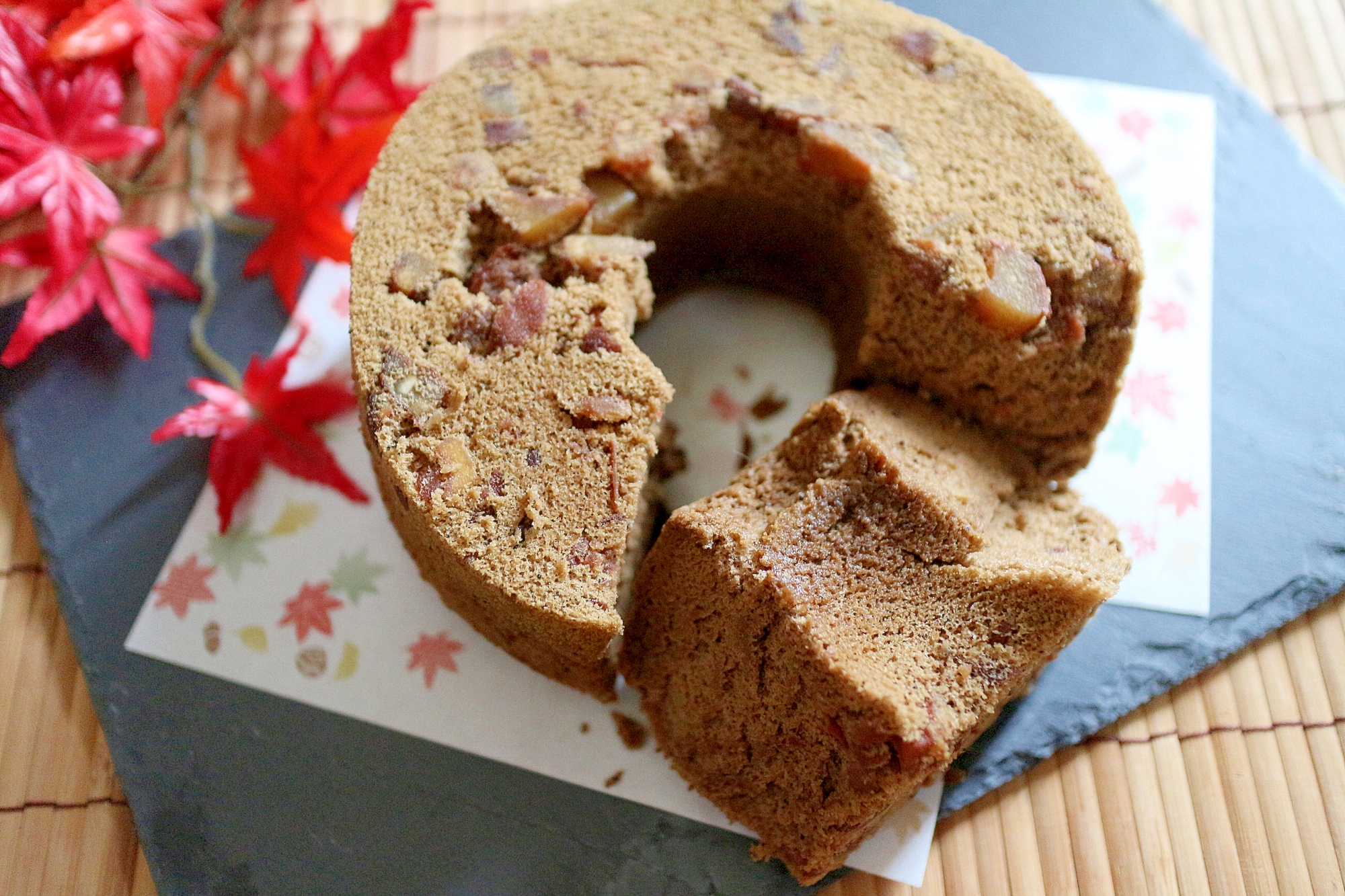 ほうじ茶と栗のシフォンケーキ