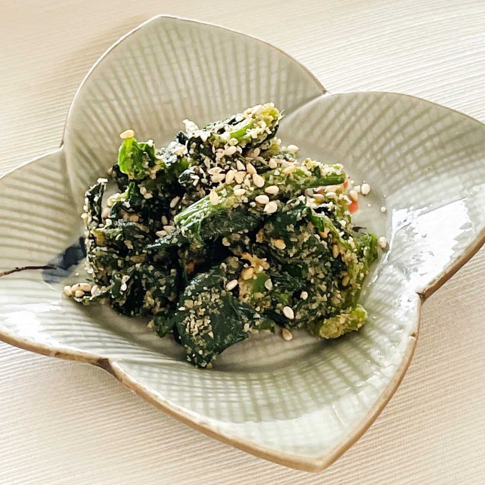 少量で作る ほうれん草の胡麻和え　お弁当に♩