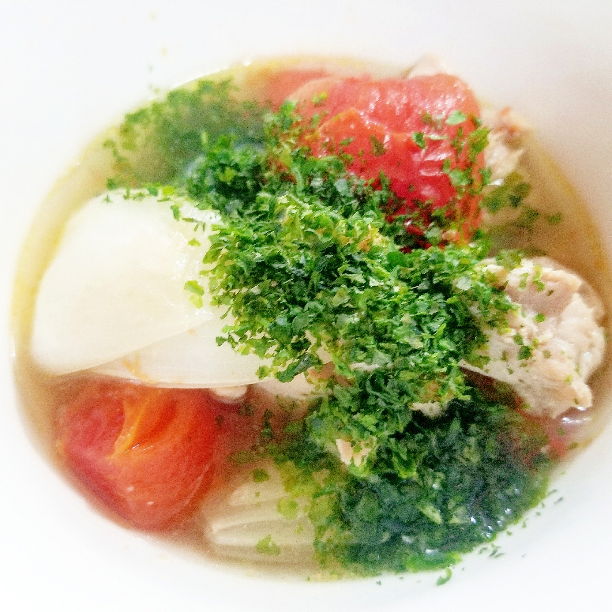 鶏肉とトマトの白だし煮